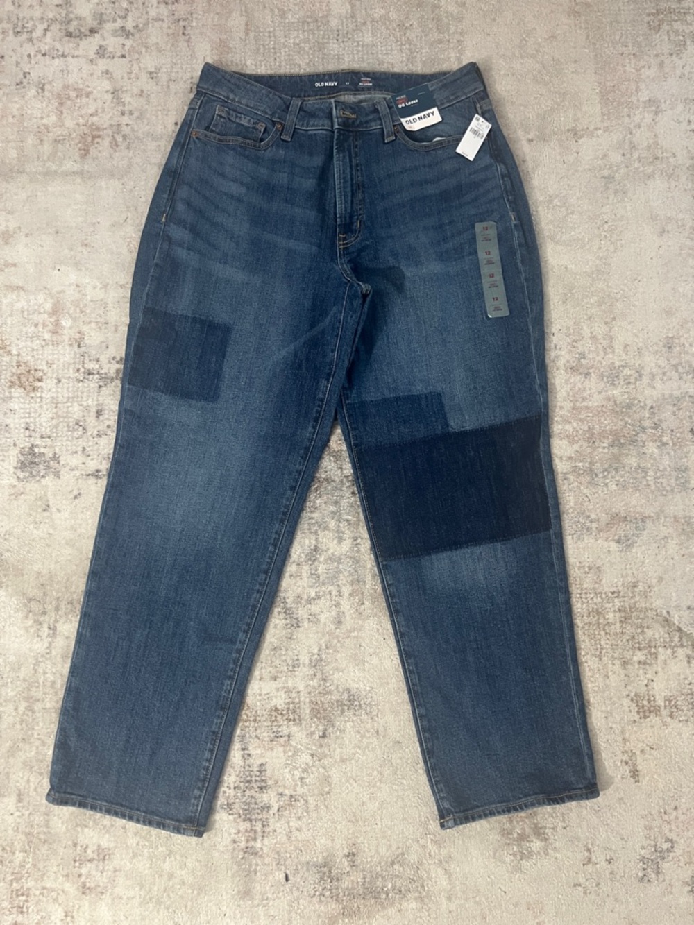 Old Navy Women’s Dark Blue Patchwork Relaxed Jeans